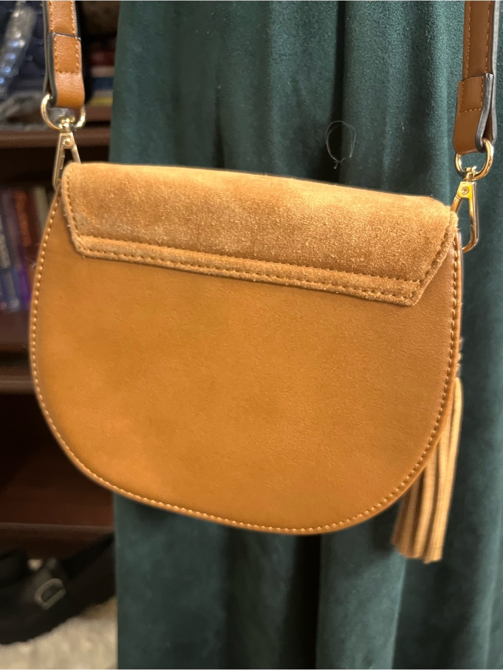 Moda Luxe Diva Suede & Leather Crossbody with Tassel - Picture 3 of 9